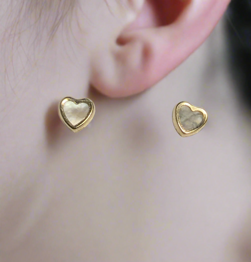 14 KT Mother of pearl gold trim screw back children's earrings