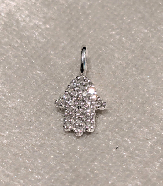 14 KT Fancy pave diamond hand charm