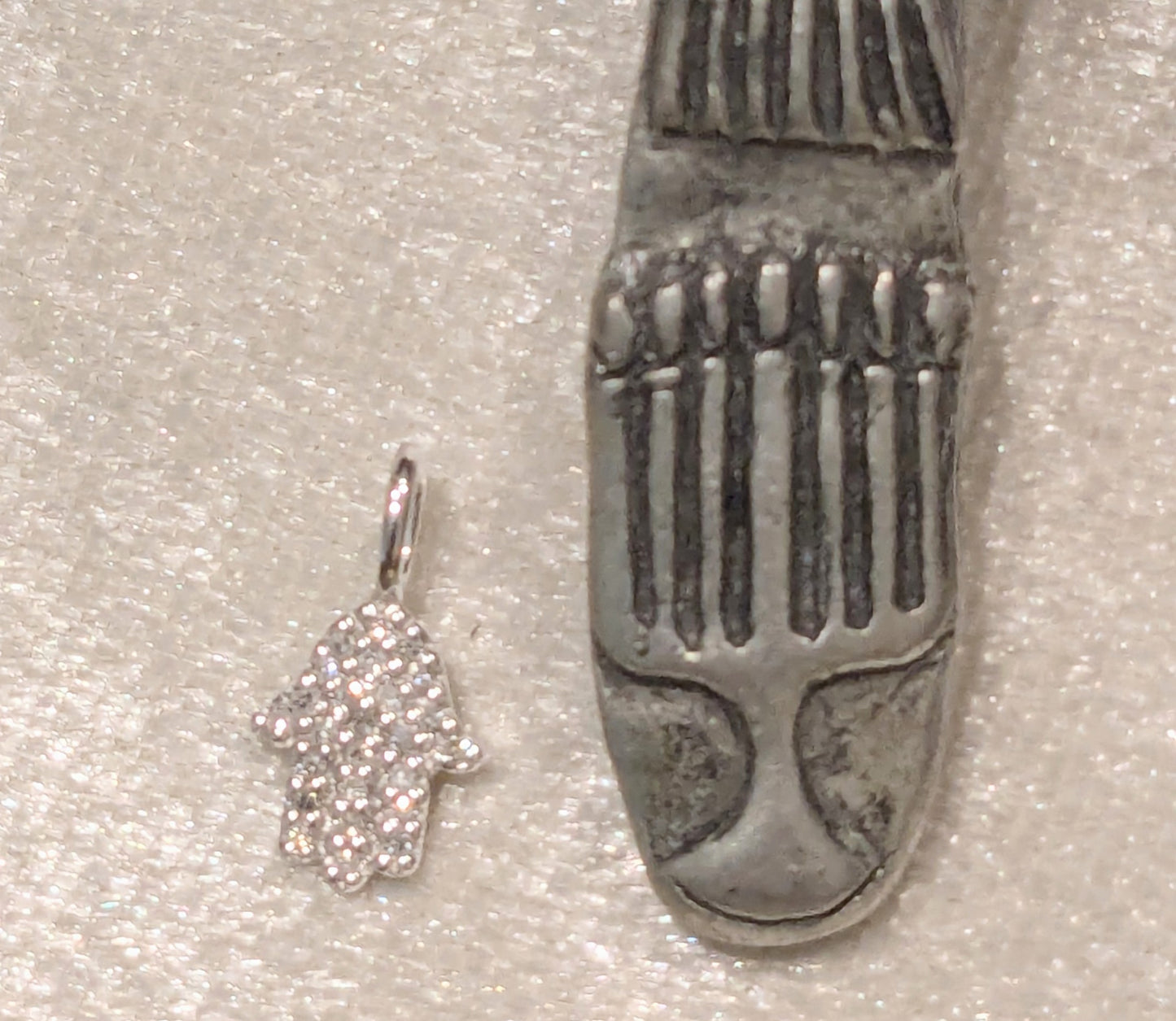 14 KT Fancy pave diamond hand charm