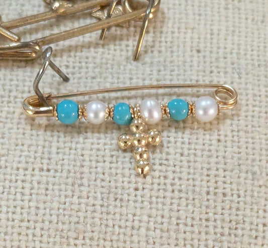 14 KT Pin with Cross symbol charm