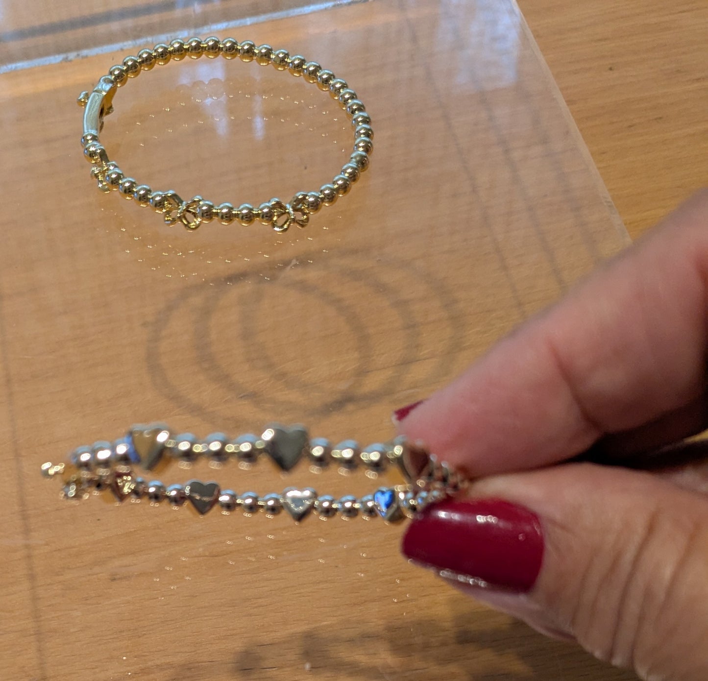 Gold Plated Hearts Bangle