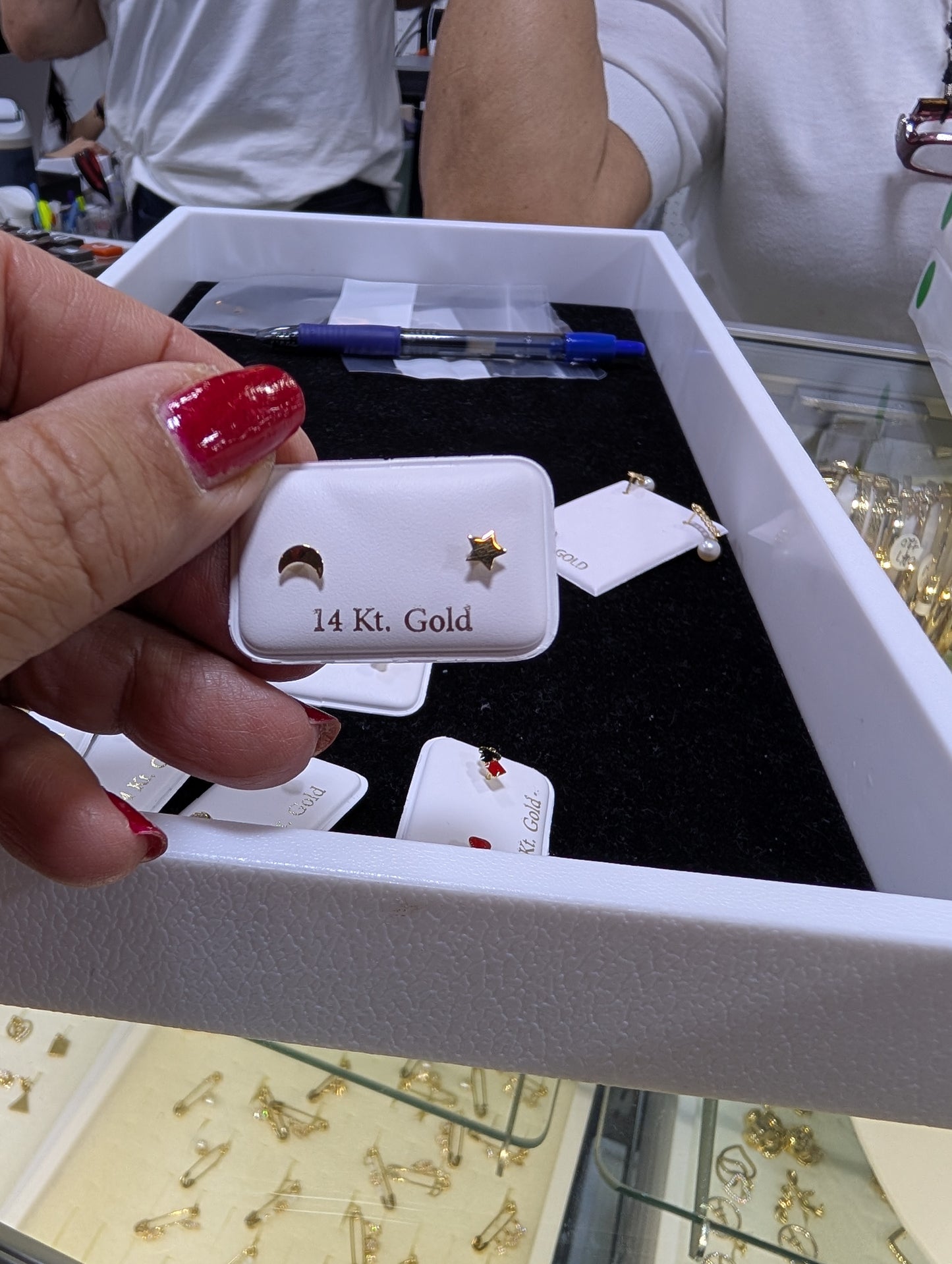 14 KT Moon and Star screw back earring