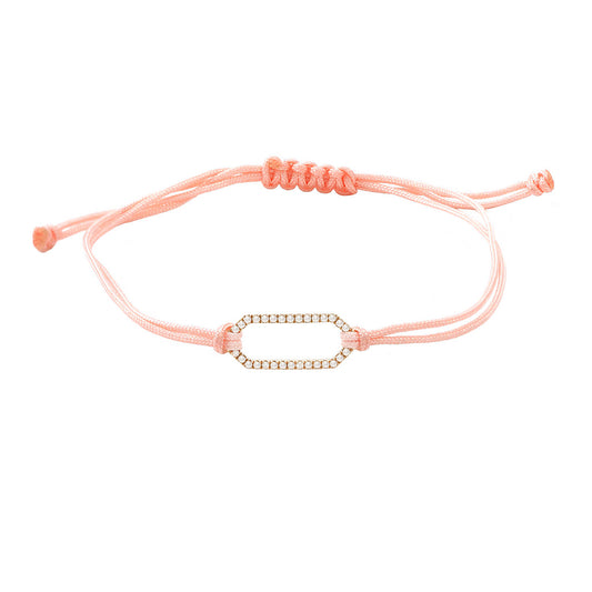 Pink Cord Diamond Bracelet with Diamond Paperclip
