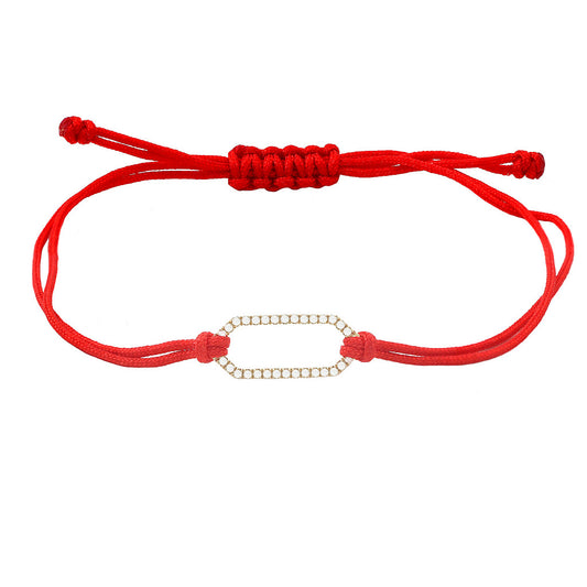 Red Cord Diamond Bracelet with Diamond Paperclip