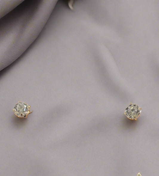 Round CZ four prong with silicone back earrings