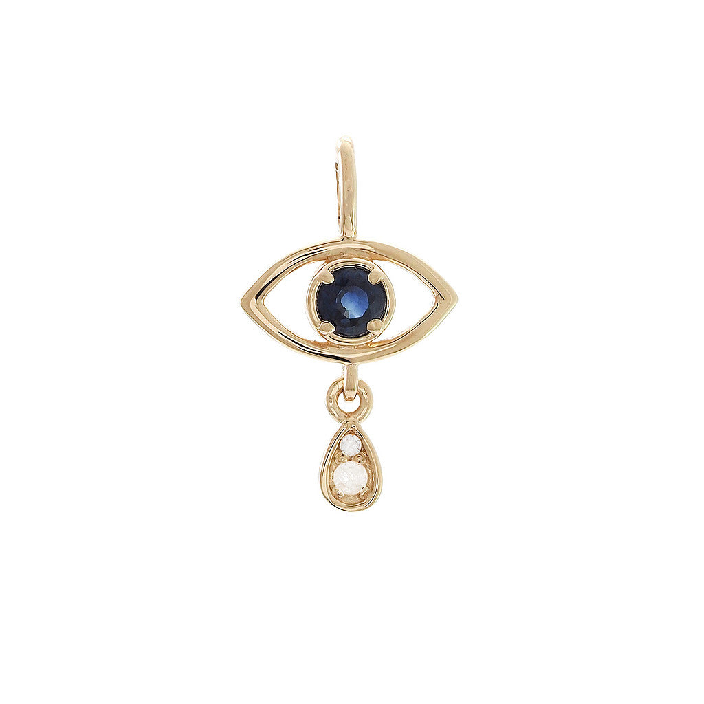 Evil Eye diamond and Sapphire pendant charm