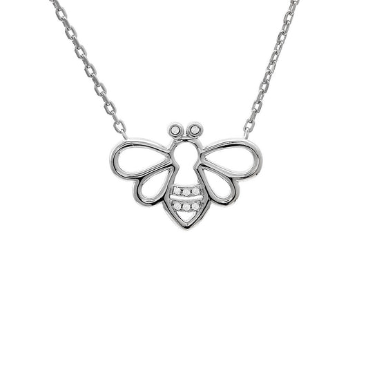Sterling Bee with Diamond Accent Necklace
