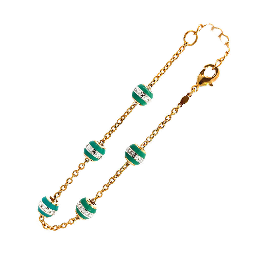Sterling Silver Enamel Beads Bracelets