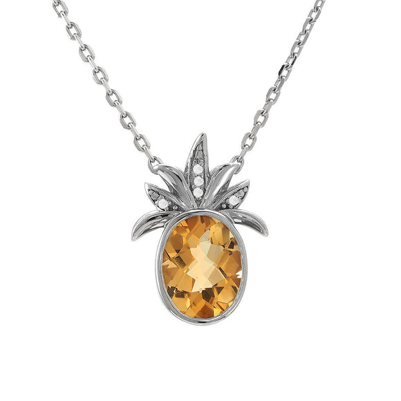 Silver Pineapple Citrine Birthstone Necklace Collection