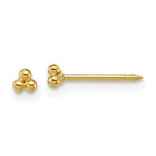 14 KT Polished ball triple ball piercing earrings