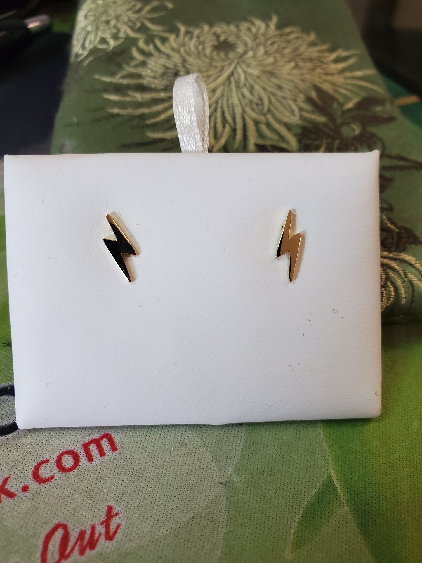 14 KT Lightening Bolt Push screw back earrings