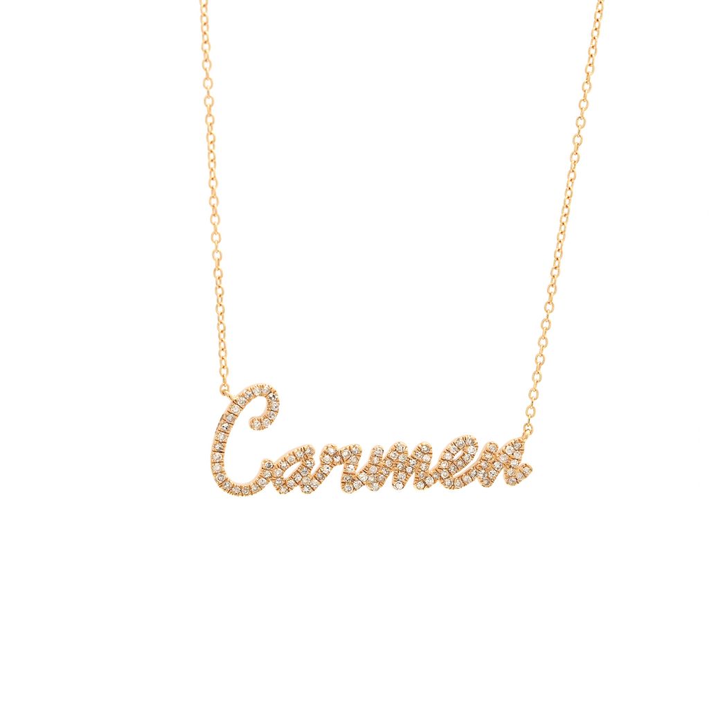 14 KT Micro Pave Diamond Name Necklace