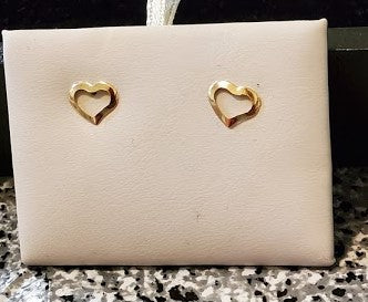 14 KT Children's Open Heart Post gel back earrings