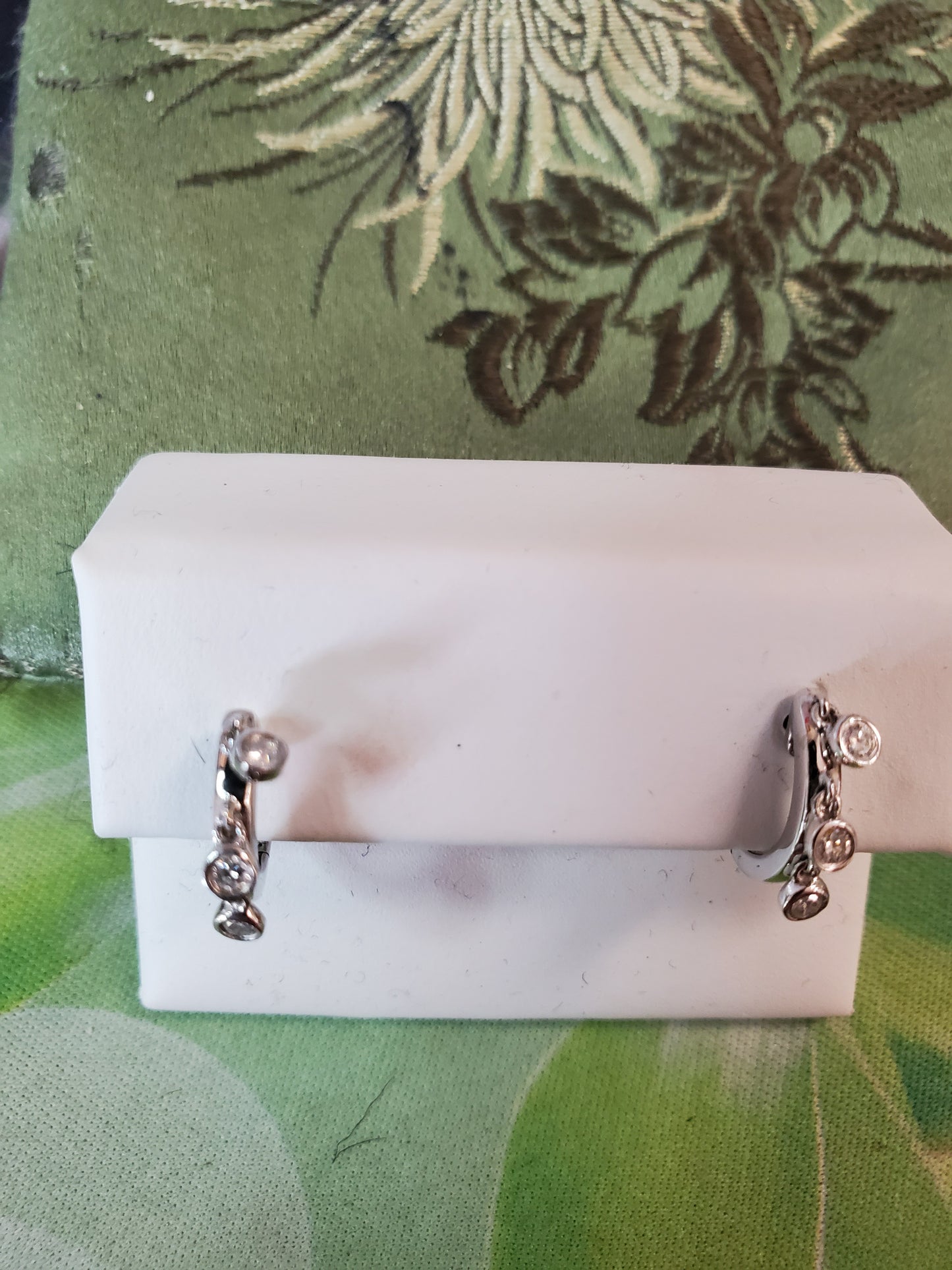 14KT Diamond triple bezel huggie earrings