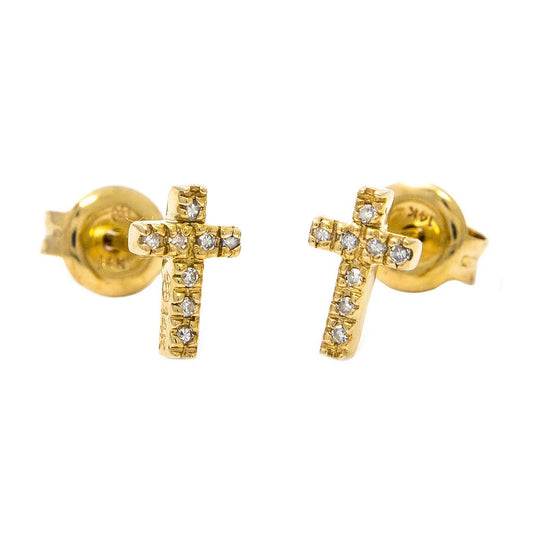 14 KT Diamond Cross Earrings