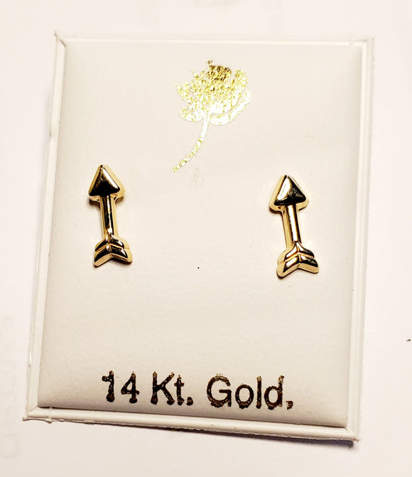 14 KT Children's Gold Arrow Screw Back Earrings