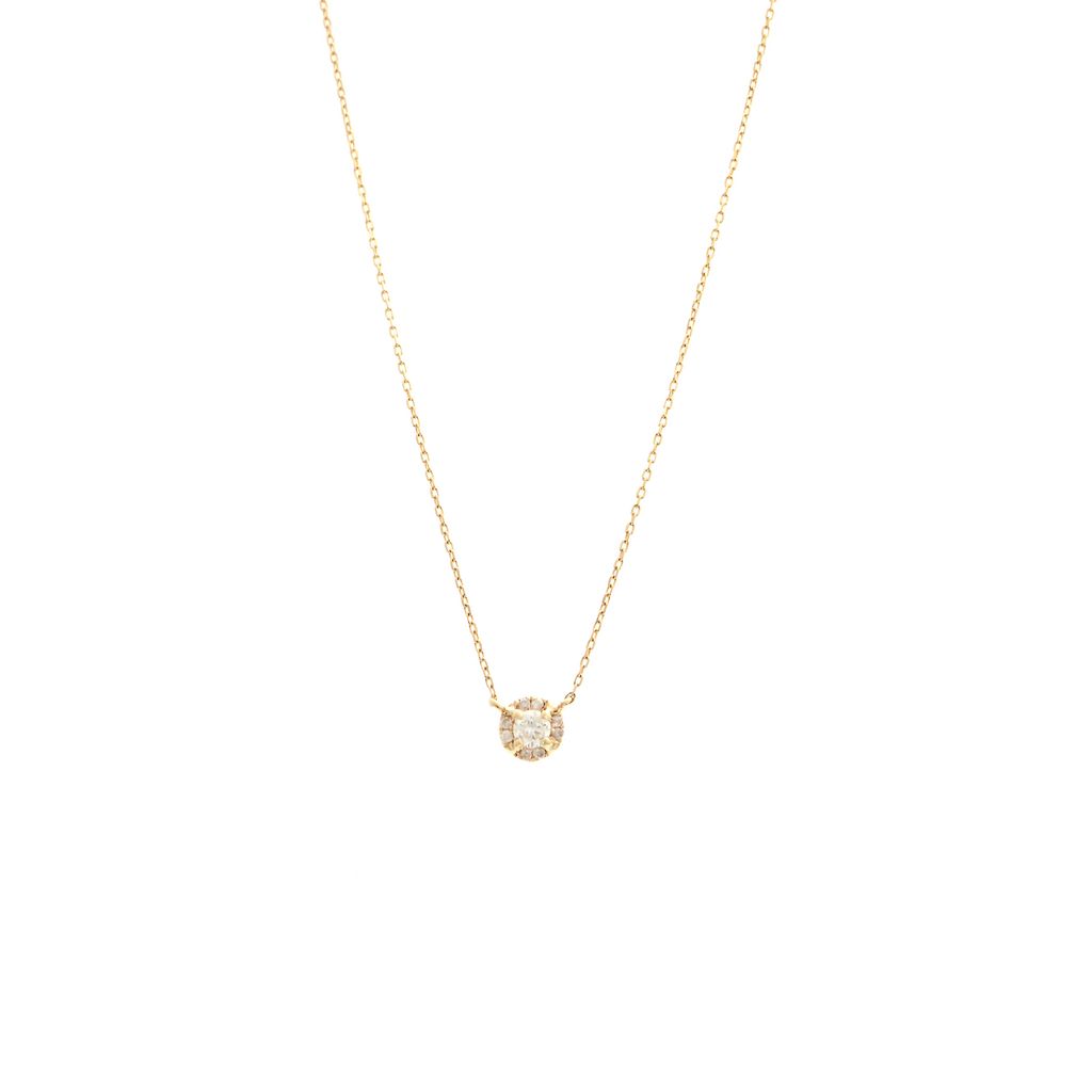 14 KT Halo Set Diamond Necklace Rose gold