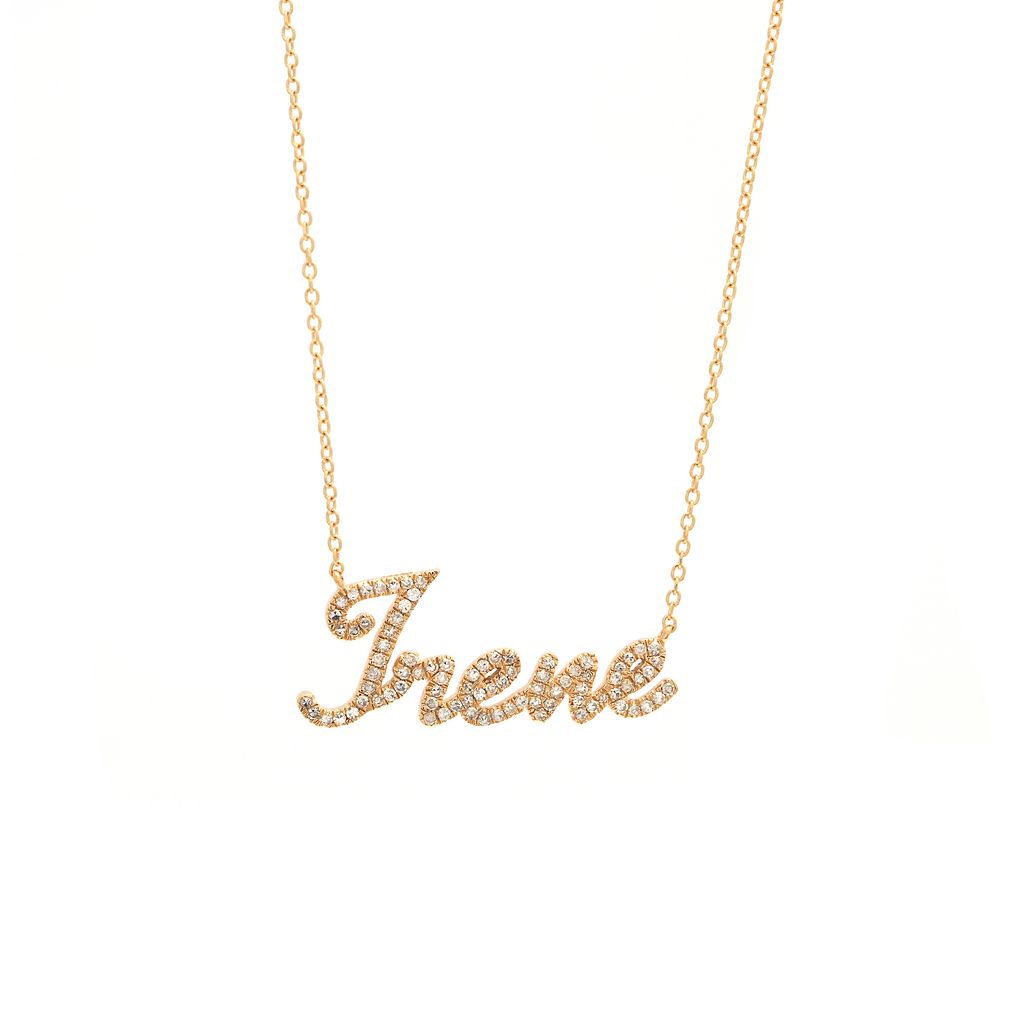 14 KT Micro Pave Diamond Name Necklace