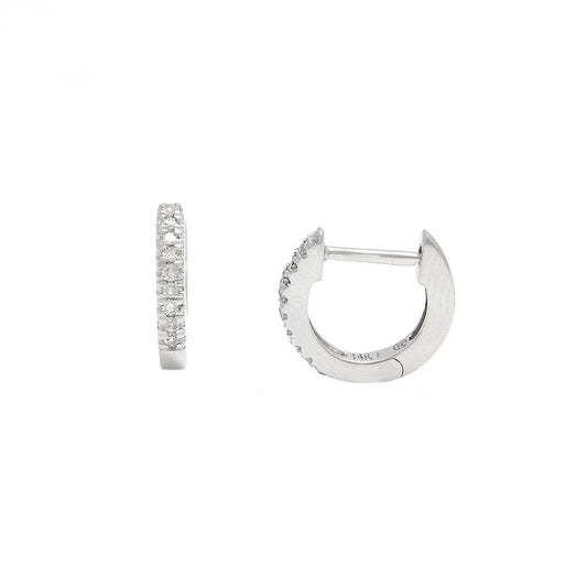 14 KT Micro Pave Diamond huggie earrings