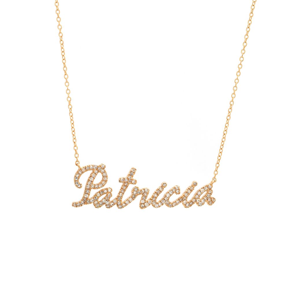 14 KT Micro Pave Diamond Name Necklace