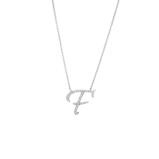 14 KT Script Diamond F Initial Necklace