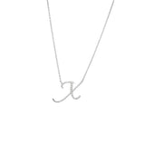 14 KT Script Diamond M Initial Necklace