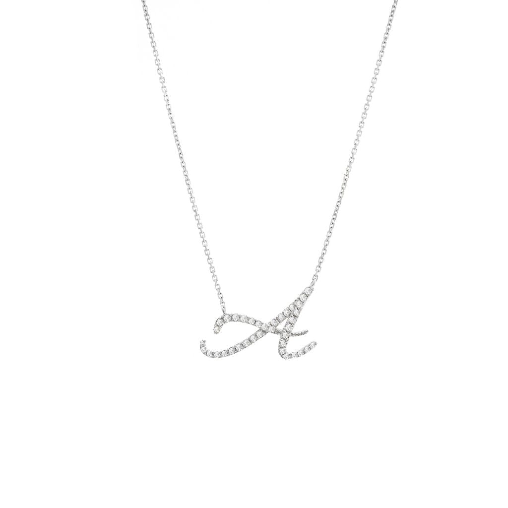 14 KT Script Diamond C Initial Necklace