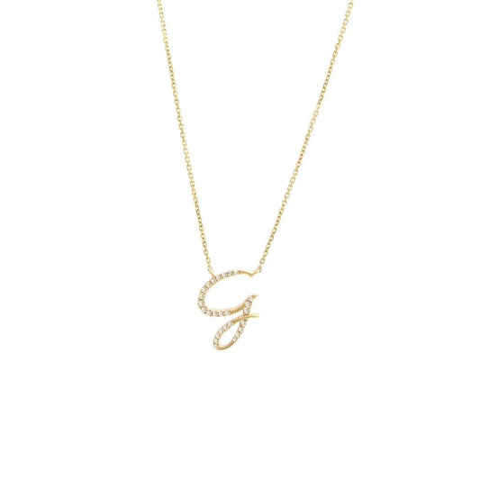 14 KT Script Diamond G Initial Necklace