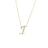 14 KT Script Diamond J Initial Necklace