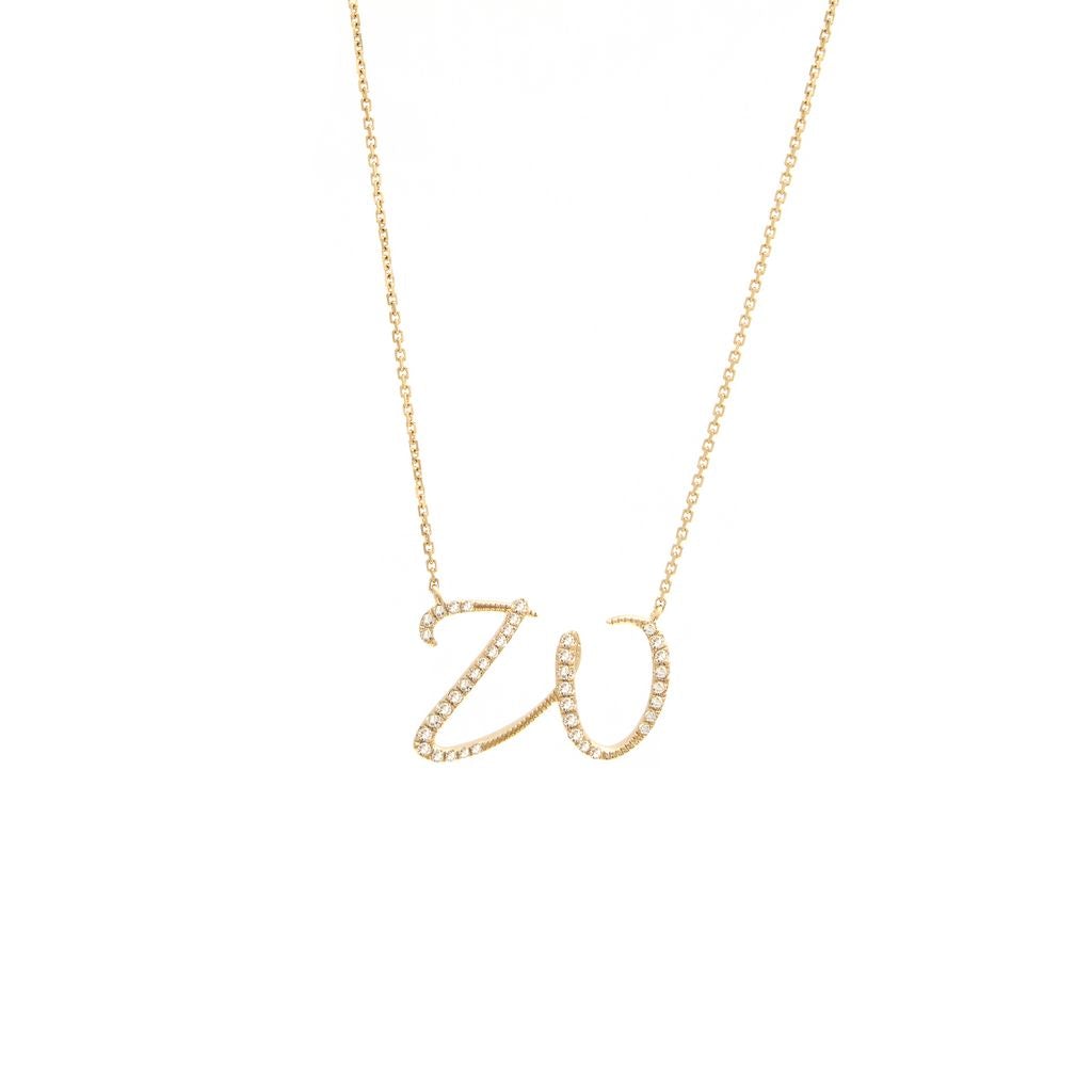 14 KT Script Diamond X Initial Necklace