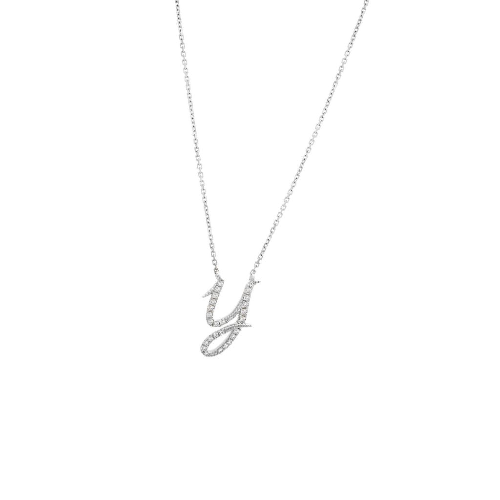 14 KT Script Diamond Y Initial Necklace