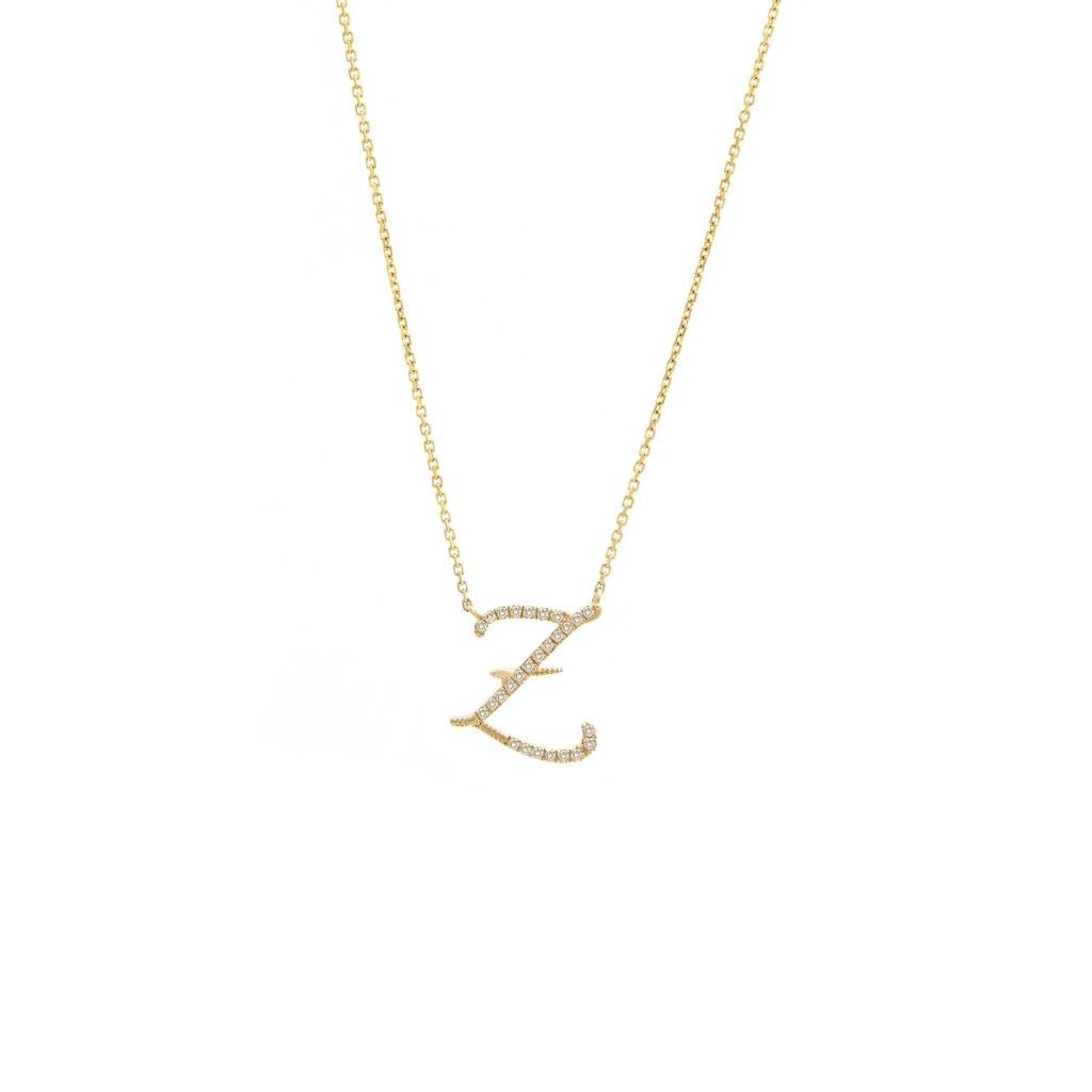 14 KT Script Diamond G Initial Necklace