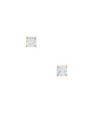 14KT Baby Four prong square cut CZ earrings