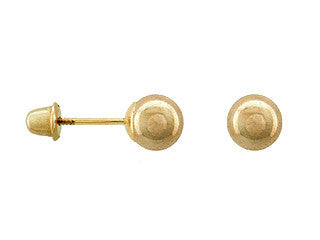 Girls' Classic Ball Screw Back 18K Yellow Gold Earrings - 5mm - in Season Jewelry