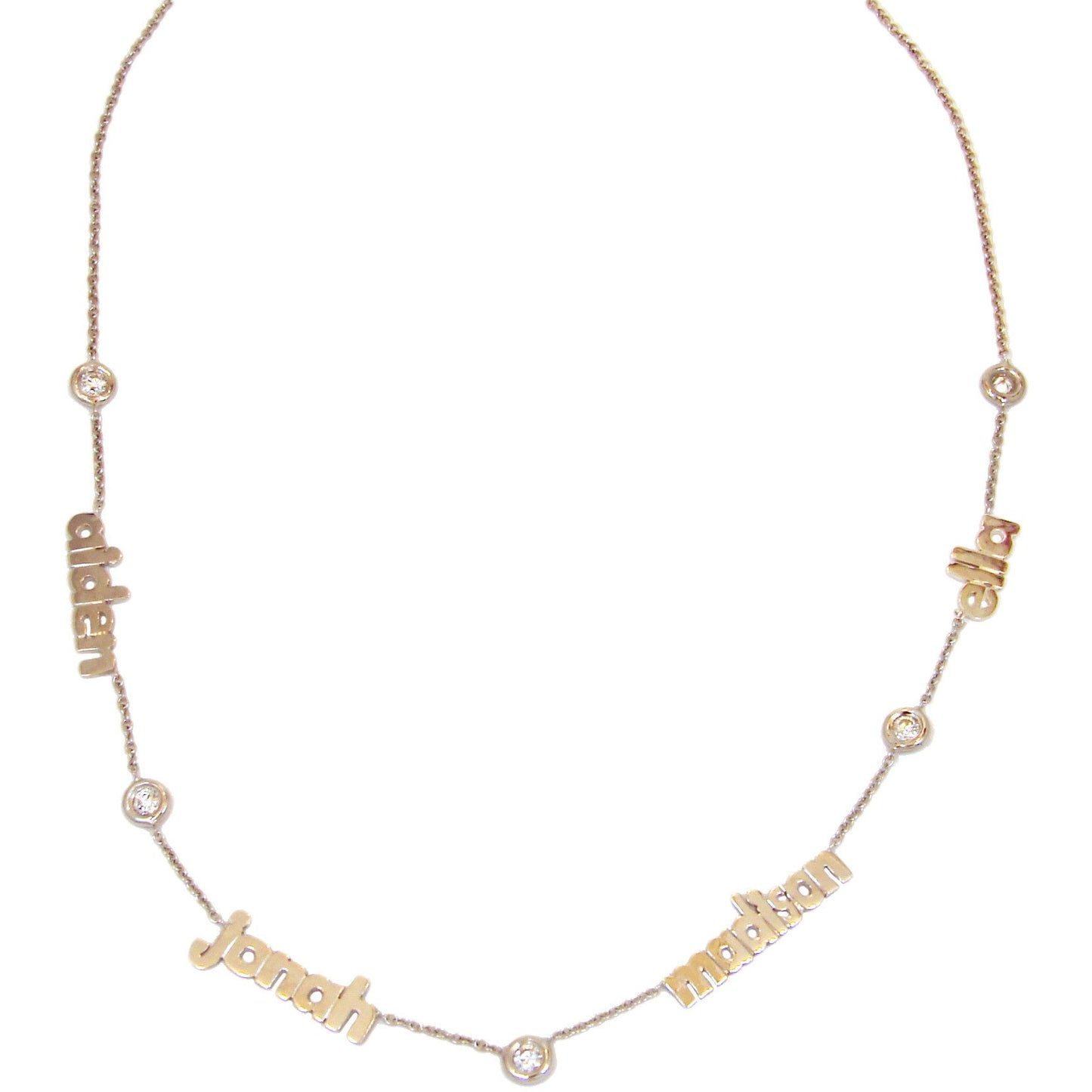 14 KT Name Necklace with diamonds