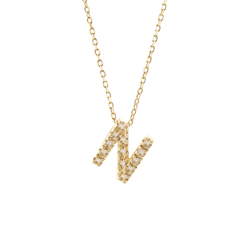 14 KT Letter Necklace Diamond A-Z