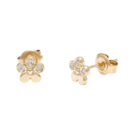 14 KT Petite Diamond flower stud Earrings