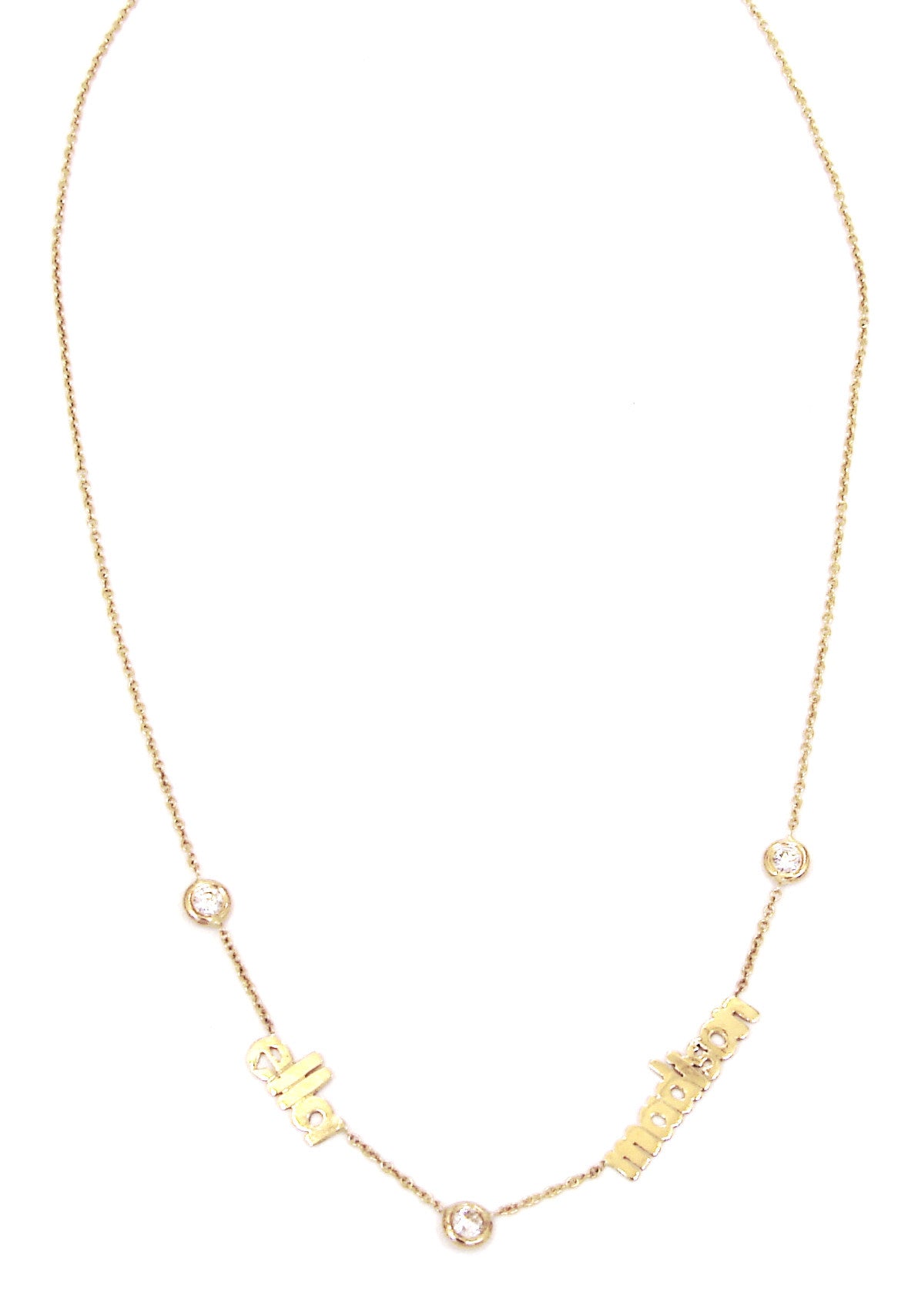 14 KT Name Necklace with diamonds