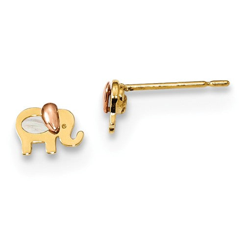 14KT Baby Mother of Pearl Elephant stud Earrings