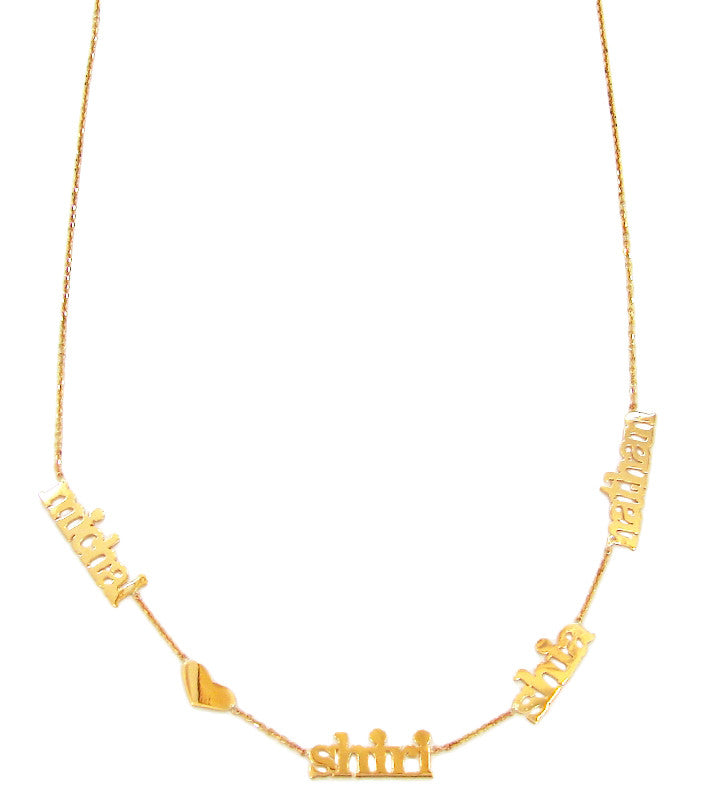 14 KT Name Necklace with diamonds