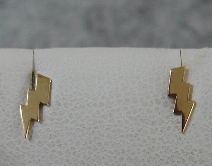 14 KT Lightening Bolt Push screw back earrings