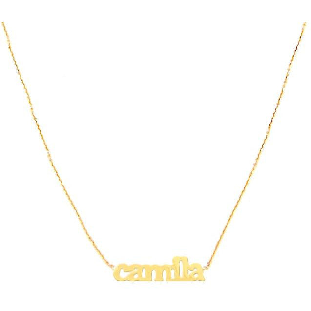 14KT gold name necklace single name necklace hand built loops