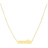 14KT gold name necklace single name necklace hand built loops