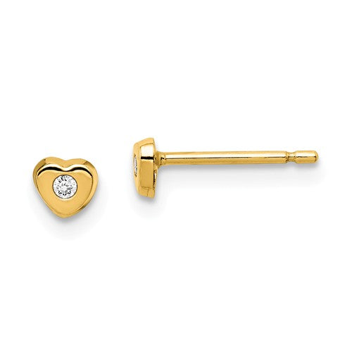 14 KT Baby Heart CZ gold stud earrings