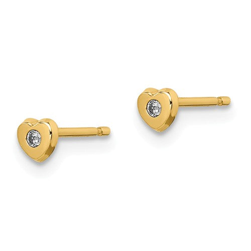 14 KT Baby Heart CZ gold stud earrings