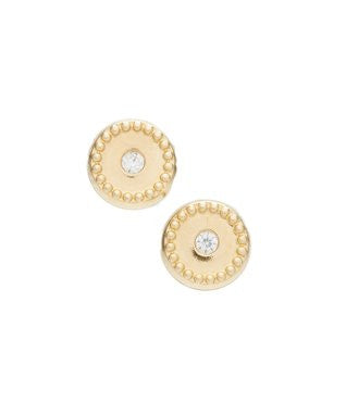 Children's 14 KT Dot Bead trim CZ screw back earrings