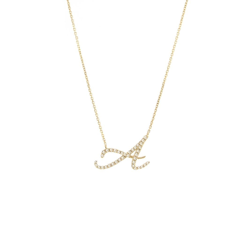 14 KT Script Diamond C Initial Necklace