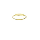 14 KT ID tag ring with engraveable bar shown in yellow availble in white or rose gold in sizes  6,7,and 8. 