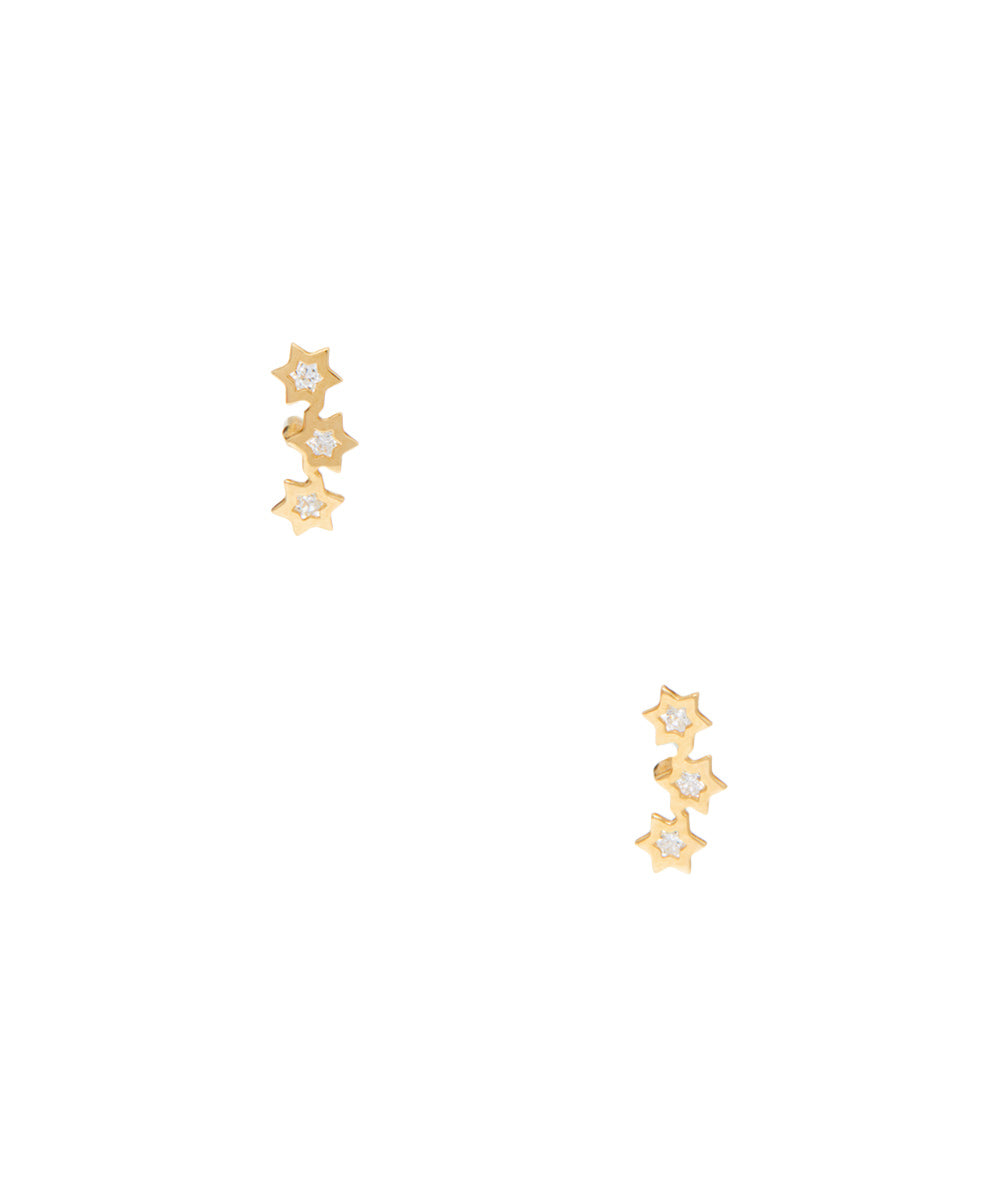 14 KT Children's Triple Stars CZ post stud earrings