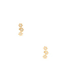 14 KT Children's Triple Stars  CZ post stud earrings